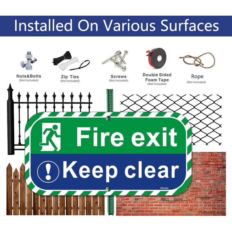 Fire Exit Keep Clear Signs Metal 30 x 15 cm