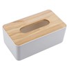 Alvinlite Tissue Box with Removable Bamboo Wood Cover Plastic Napkin