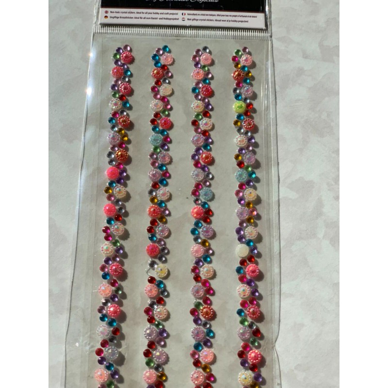 GEMSTONE 3D ADHESIVE GEMSTONES LONG BORDER MULTI-COLOR & CRYSTAL STRAND