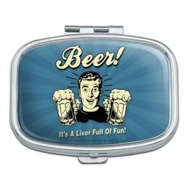 Beer It's a Liver Full of Fun Funny Humor Rectangle Pill Case Trinket Gift Box