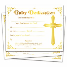 Baby Dedication Certificate, Gold Foil Cross Certificates of Baby Christening Dedication, Baby Dedication Gifts for Baby Boys Girls, 25 Pcs Baptism Certificates for Church -12
