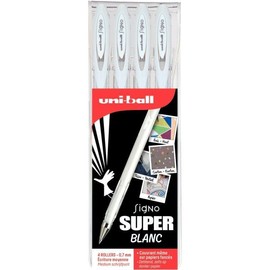 Bag Gel Signo Pastel Rollerball Pen - Cursive Font Average 0.7mm - White - 4 PCS