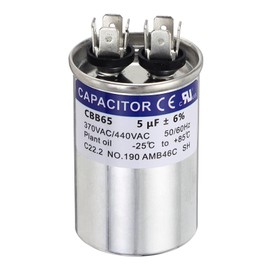 sourcing map 5MFD CBB65 Run Start Capacitor 5uF, 370/440V Round AC Capacitor for AC Motor Run, HVAC, Air Conditioner, Condenser Motors