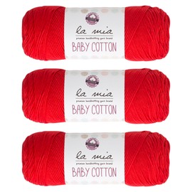 3 Skein La Mia Baby 50% Cotton Total 10.5 Oz Each 3.5 oz (100 g) / 218yd (200m), Medium, Worsted, Super Soft Yarn, Best for Baby and Amigurumi, Pink - L004