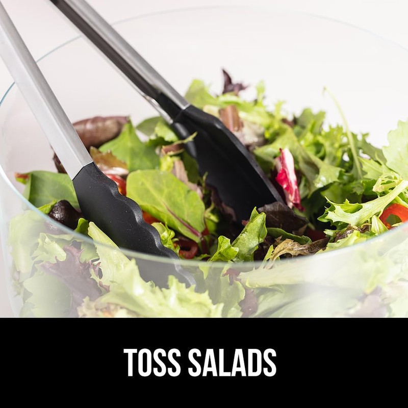 GORILLA GRIP Stainless Steel Heat Resistant Kitchen Tongs for Cooking,