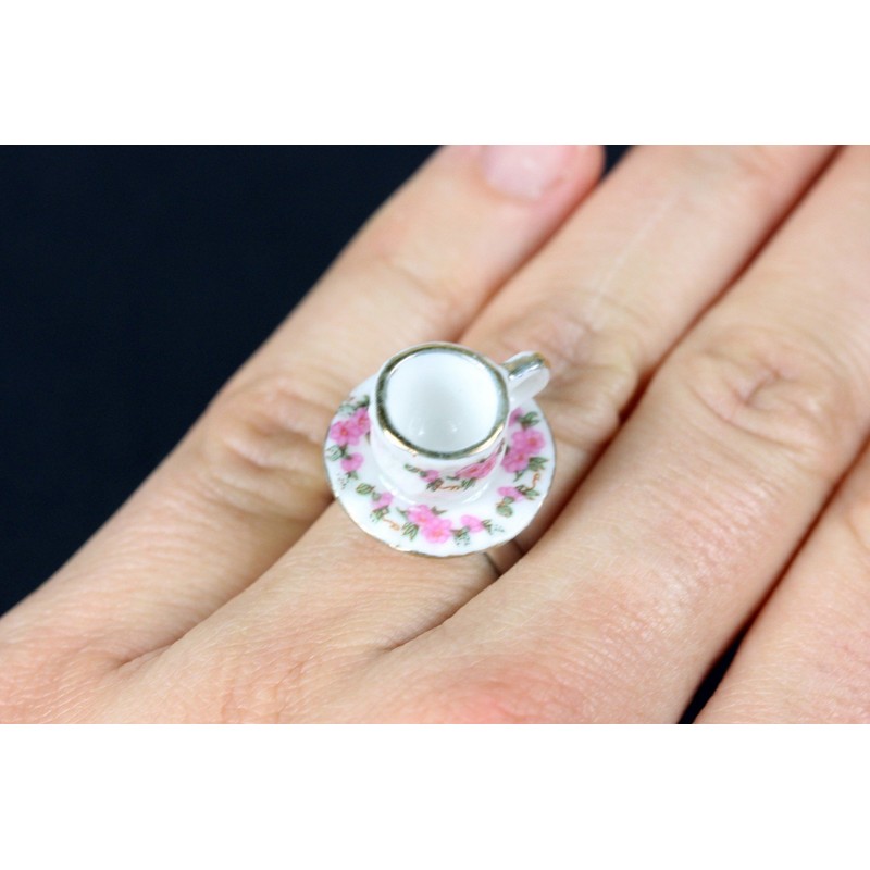 Miniblings Coffee Cup Coffee Cafe Cups Mugs Pink Ring Ring