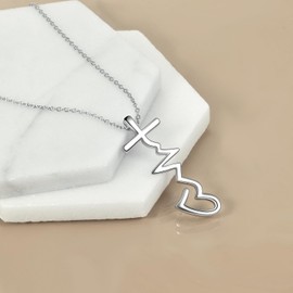 POPLYKE Faith Hope Love Necklace 925 Sterling Silver Faith Hope Cross Pendant Necklace Cross Religious Jewelry Gifts for Women Birthday