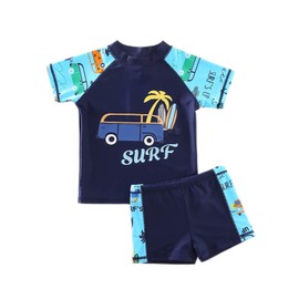Sweegentle - Juego de 2 protectores solares de secado rápido y traje de baño para niños, Azul oscuro, 4-5T