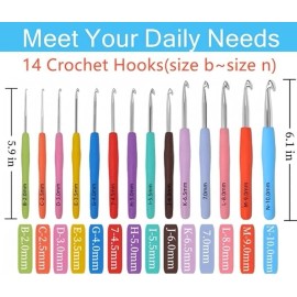Clover Crochet Hooks Set Clover Amour Steel Pastel 14 Pcs Ergonomic Easy Grip Bright