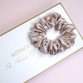 MTSNOO Silk Scrunchies for Hair Sleep 100% Pure 22 Momme Mulberry Silk Scrunchies for Curly Hair with Elastic Band 1 Pack Silk Hair Ties Ropes Scrunchies Set for Women Girls