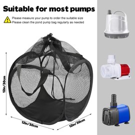 Rainmae Pond Pump Filter Bag, 12 Inch Stainless Steel Wire Pop Up Water Pump Barrier Box Cover, Anti-Clogging Sturdy Metal Frame Mesh Media Basket for Outdoor Water Ponds Filters
