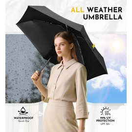 Lilac Travel Compact Mini Umbrella for Rain Lightweight UV Sun Protection, Portable Pocket-Sized small Umbrella with Quickdraw & Case for Women, Men & Kids 1Pack