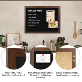 4 THOUGHT Chalk Board 24" x 36", Magnetic Large Chalkboard for Wall Rustic Blackboard Hanging Chalkboards Sign Menu Board for Kitchen Decor Office Home School 4 Markers 8 Magnets, Brown