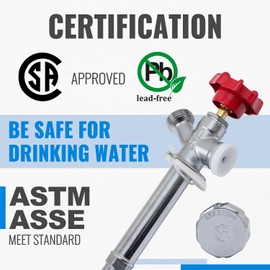 SUNGATOR 12 Inch Frost Free Sillcock, Anti-Siphon Outdoor Hose Valve, 1/2" MIP x 3/4" GHT Hose Bibb, No Lead Brass Garden Faucet/Spigot, MIP End for Both Pushfit and Threaded Connection