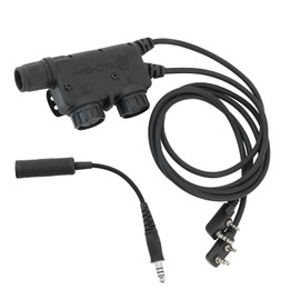 TACGZGJSM V2 U94 Tactical Headsets Dual PTT Push-to-Talk 2pin Kplug Walkie Talkie Headset Connector Cable for UV5R,UV17R etc. (Black)