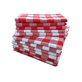 6Pack Cotton Check Dinner Napkins 16x16 Red/White