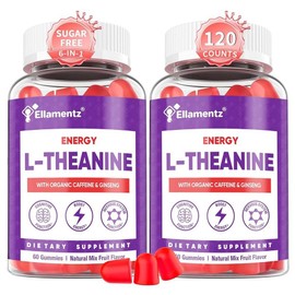 L-Theanine Gummies 200mg Red Ginseng and Ginkgo Biloba with Caffeine (100mg) - Concentration and Memory, 1, 60 / 카페인(100mg)이 함유된 L-테아닌 구미 200mg 홍삼 및 은행나무 빌로바 - 집중력 기억력, 1, 60