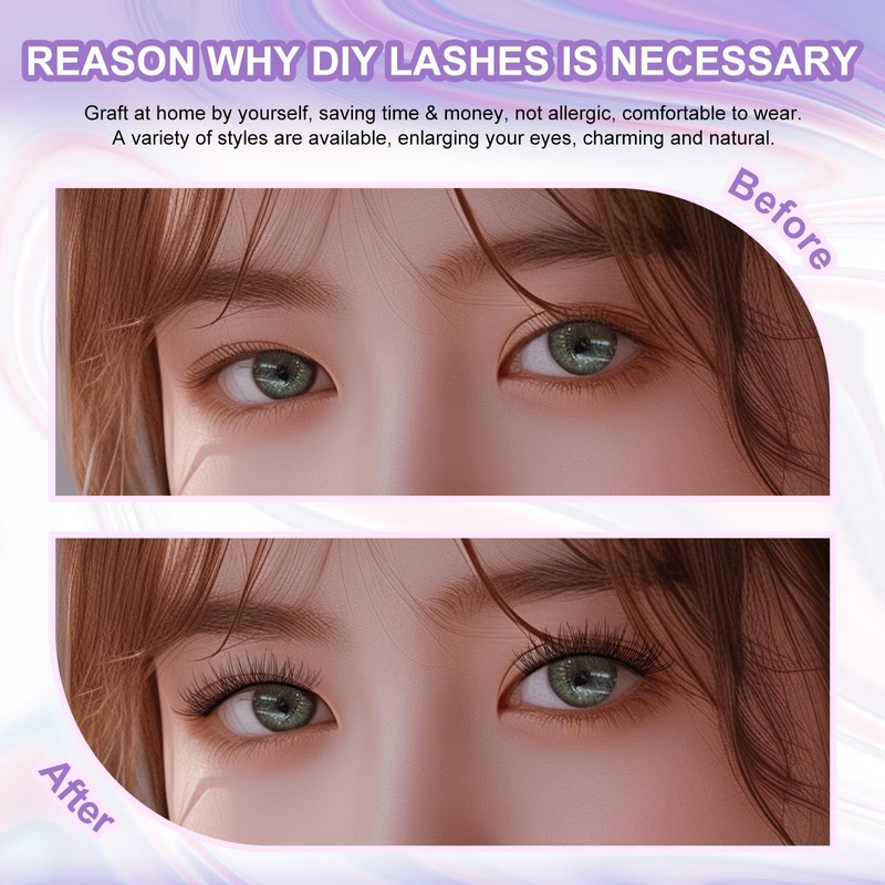 NAGARAKU Selfgrafting Segmented False Eyelashes, DIY Eyelashes, Triple Fish Tail