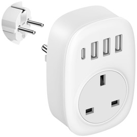 UK to European Plug Adaptor - UK to EU Plug Adapter Euro Europe European Schuko USB C Travel Charger with USBC Type C for France Germany Spain Turkey Greece Poland Iceland Russia (Type E/F) Tusreda