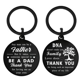 Bonus Dad Stepdad Gifts Keychain - Step Dad Gifts Keychain - Step Dad Adoption Day Keychain - DNA DOESN'T MAKE YOU FAMILY, LOVE DOES