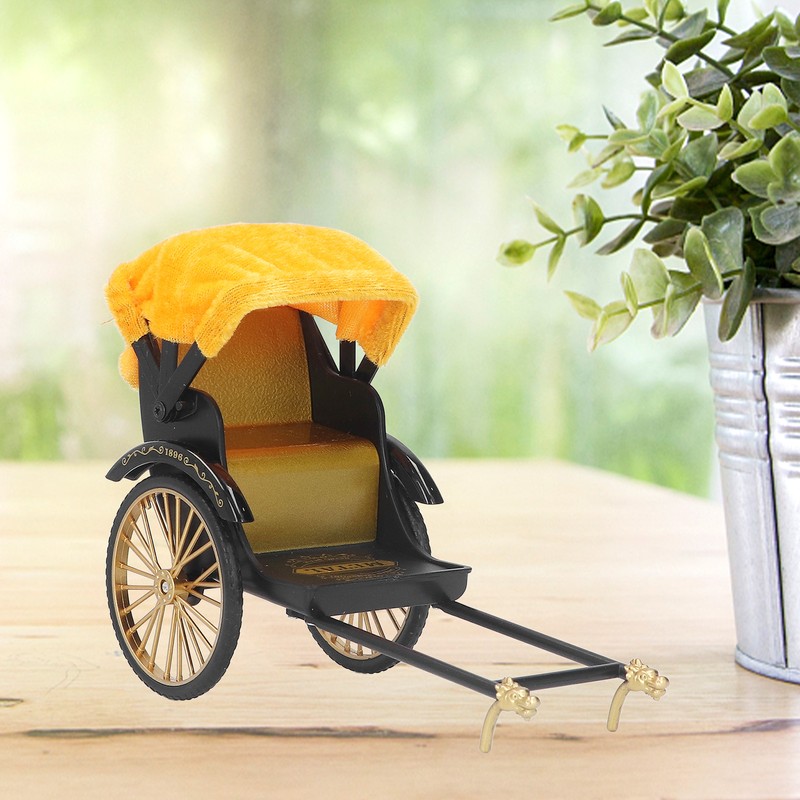 Retro Rickshaw Model Exquisite Details Nostalgic Alloy Simulation Rickshaw Toy