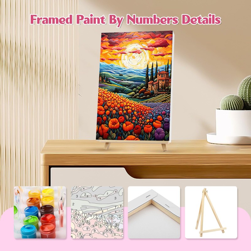 NAIMOER Flowers Paint by Numbers for Adults, Framed Painting by