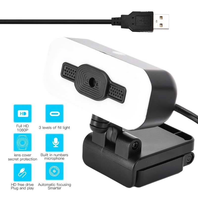 2K Web Camera Automatic Focusing 1080p with LED Light Computer