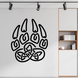 Vinyl Wall Decal Sketch Oof Veles Bear Paw Tribal Footprint Tattoo Stickers Mural (g9919) Black