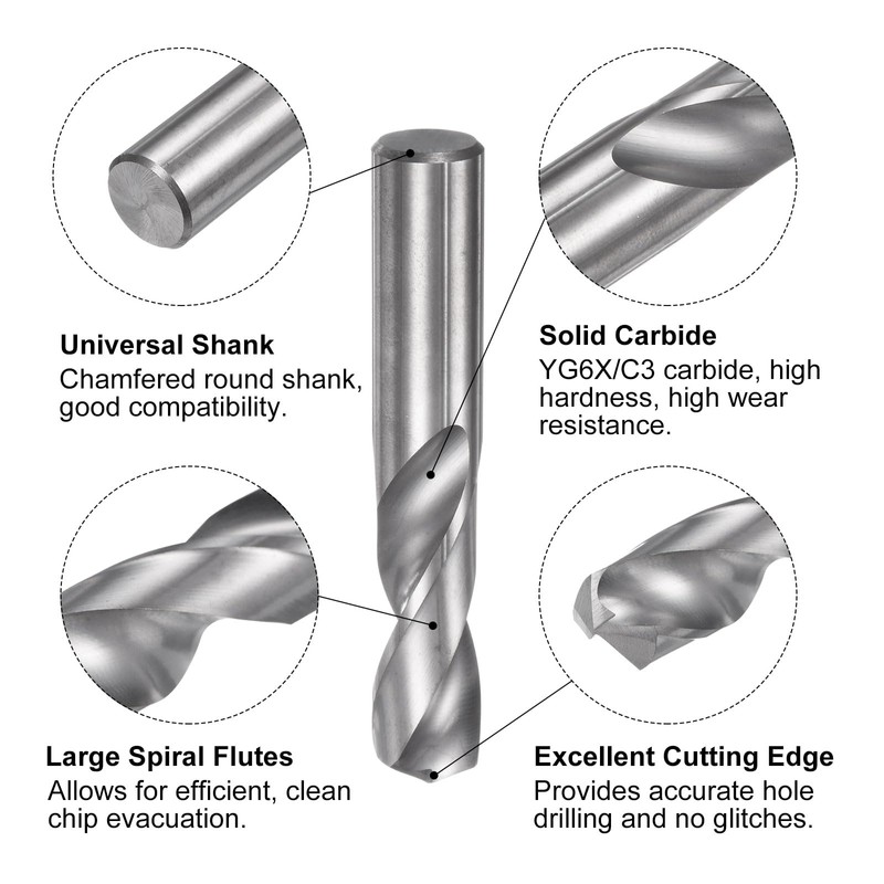 QUARKZMAN Solid Carbide Drill Bit 12.5mm (.492") YG6X/C3 Micro Grain