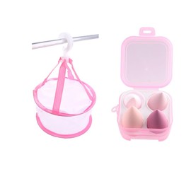 4Pcs Makeup Sponges,Cosmetic Sponge Egg Gourd Water Drop Makeup Puff with Mini Mesh Shower Dry Basket Makeup Sponges for Cream,Liquid and Powder