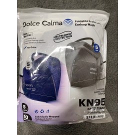 Dolce Calma KN95 Black/Blue Face Masks 10 Count (5pc each color)
