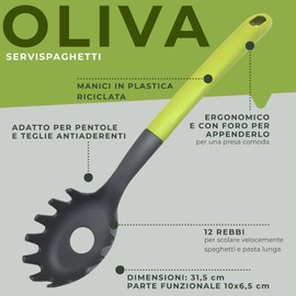 Fackelmann Servispaghetti con manico in plastica riciclata, materiale parte funzionale in nylon resistente alle alte temperature, dimensioni 32.5x6x6 cm