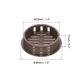 sourcing map 30Pcs 35mm/1.4in Air Vents Circular Soffit Vents, Drak Brown Plastic Soffit Vent Cover for Bathroom Home, Office, Kitchen, Cabinet, Wardrobe