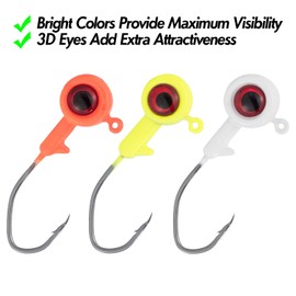 Dr.Fish 10 Pack Crappie Jig 3D Eyes Fishing Jig Head Bass Fishing Crappie Trout Panfish Bluegill Hook Lure Live Bait Plastic Freshwater Lead Jigs 1/16oz Orange