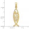 BillyTheTree Jewelry 10k Yellow Gold Ichthus Fish with Jesus Pendant