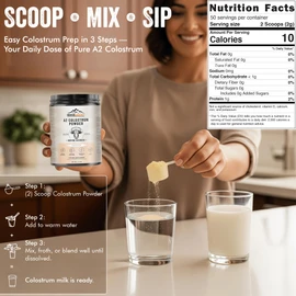 A2 Colostrum Powder – 3.5 oz | Grass-Fed Bovine Sourced | Unflavored First-Milking Powder for Shakes, Smoothies & Daily Use | Above 40% IGG Gluten-Free, 1-Year Shelf Life, 50 Servings Pack of 1