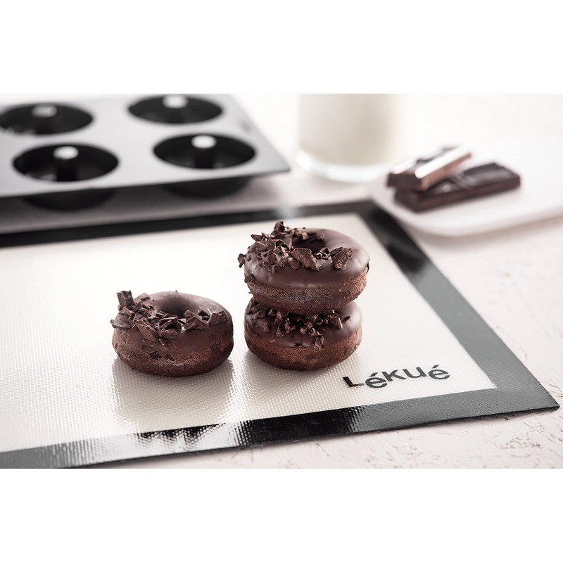 Lékué Doughnut 0620406N01 Backform, Silikon, 6 Mulden, Schwarz