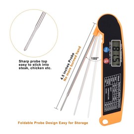 Digital Cooking Thermometer, Digital BBQ Grill Thermometer, Wireless Instant Thermometer with Foldable Probe for Meat Cooking Food, High Precise, Easy to Use, -50 to 300 °C