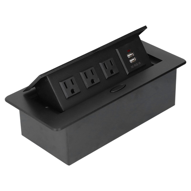 Power Socket Slow Opening Waterproof Modern Recessed Power Strip Desk