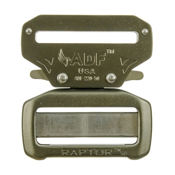Raptor II 2" Tactical Military Police Aluminum Quick Release Trouser Shooter Rigger Hunting Sports Belt Buckle Foliage Green (ADF-220-50-ODG)