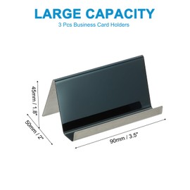 PATIKIL Business Card Holder for Desk, 3Pcs Business Card Holders Stainless Steel Card Stand Organizer Cards Display for Office Exhibition, Black