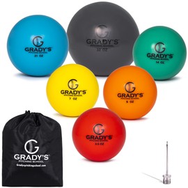 Grady's Pitching School Soft Shell Weighted Ball Set 32, 21, 14, 7, 5, and 3.5oz-Pitching/Throwing Velocity Training for Baseball and Softball