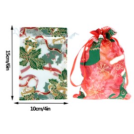 50PCS Christmas Organza Bags Gift Jewelry Candy Bags for Wedding Party Christmas Including 5 Patterns (Red, 4x6Inch)