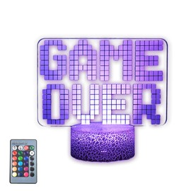 TriPro Game Over 3D Illusion LED Room Desk Decor Lamp Gaming Night Light with 16 Colors Change, Touch & Remote Room Decorations Toys Gifts for TV Gamer Men, Girls, Women, Teens, Boys, Kids