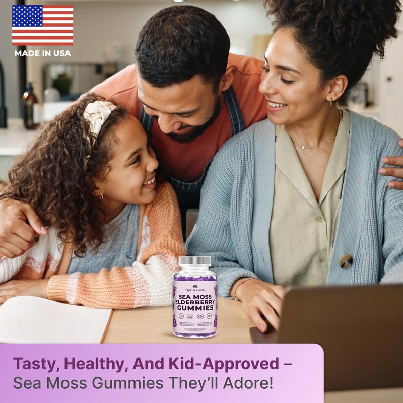 TrueSeaMoss Sea Moss Gummies with Elderberry, Burdock Root and Bladderwrack