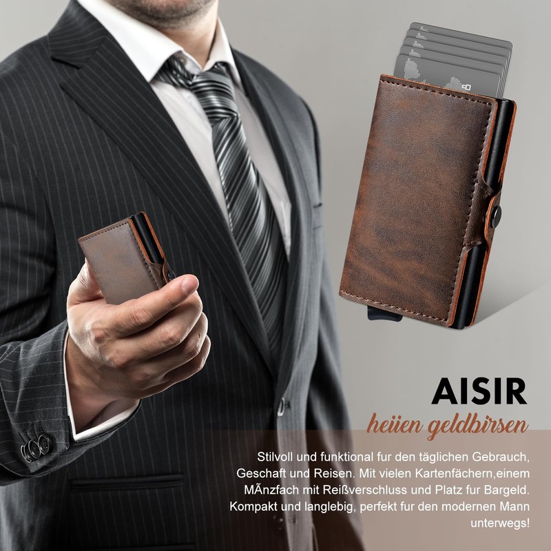 AISIR Wallet, Slim Wallet, Men's Mini Wallet with RFID, Men's