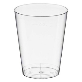 VEPATIM 50 Disposable Drinking Glasses 200 ml PS with Measuring Line Transparent Crystal Clear