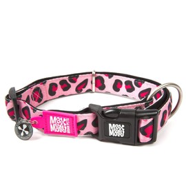Max & Molly Gotcha! Dog Collar with Smart ID, Padded Neoprene Collar with Design for Medium Dogs, Waterproof, Comfortable, Adjustable, Leopard Pink, M