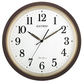 Caysie 16 Inch Large Silent Non Ticking Wall Clock, Quartz Battery Operated, Round Decorative Retro Brown Clock for Living Room, Bedroom, Kitchen, School, Office (Brown)