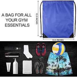 GoodtoU Drawstring Backpack Cinch Bags Drawstring Bags Bulk Nylon Draw String Sport Bag, Blue, Classic